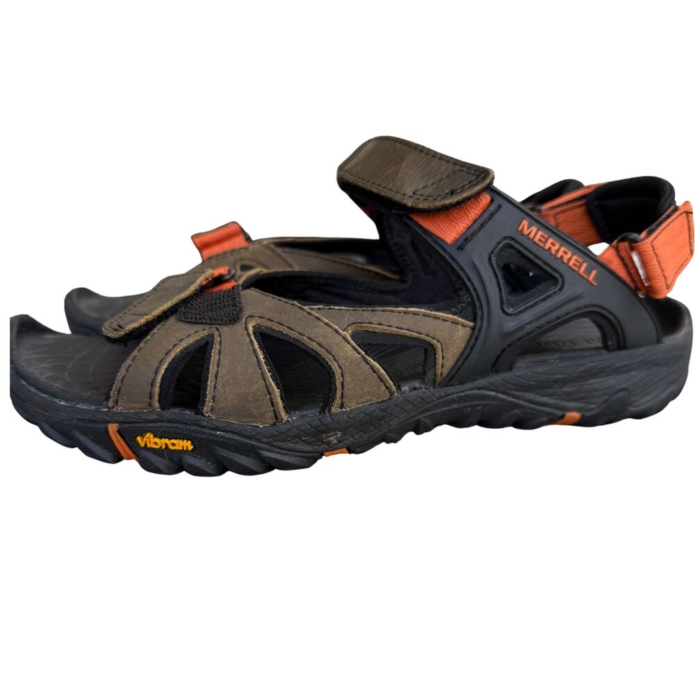 Merrell Men’s Performance Sandals Vibram Sole Hiking Sport Brown Orange Size 9 - Picture 4 of 8
